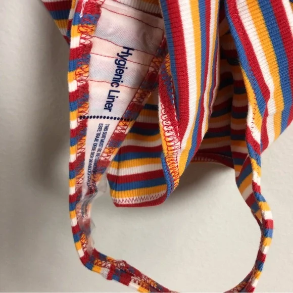 Madewell Ribbed Spaghetti Strap Snap Thong Tank Bodysuit Rainbow Stripe Medium - Picture 8 of 10